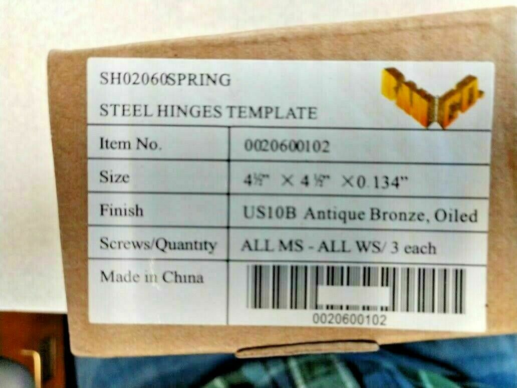 3 UL 179 SPRING DOOR CLOSER HINGES US10B OIL RUBBED BRONZE SH2060 4 1/2 X 4 1/2"