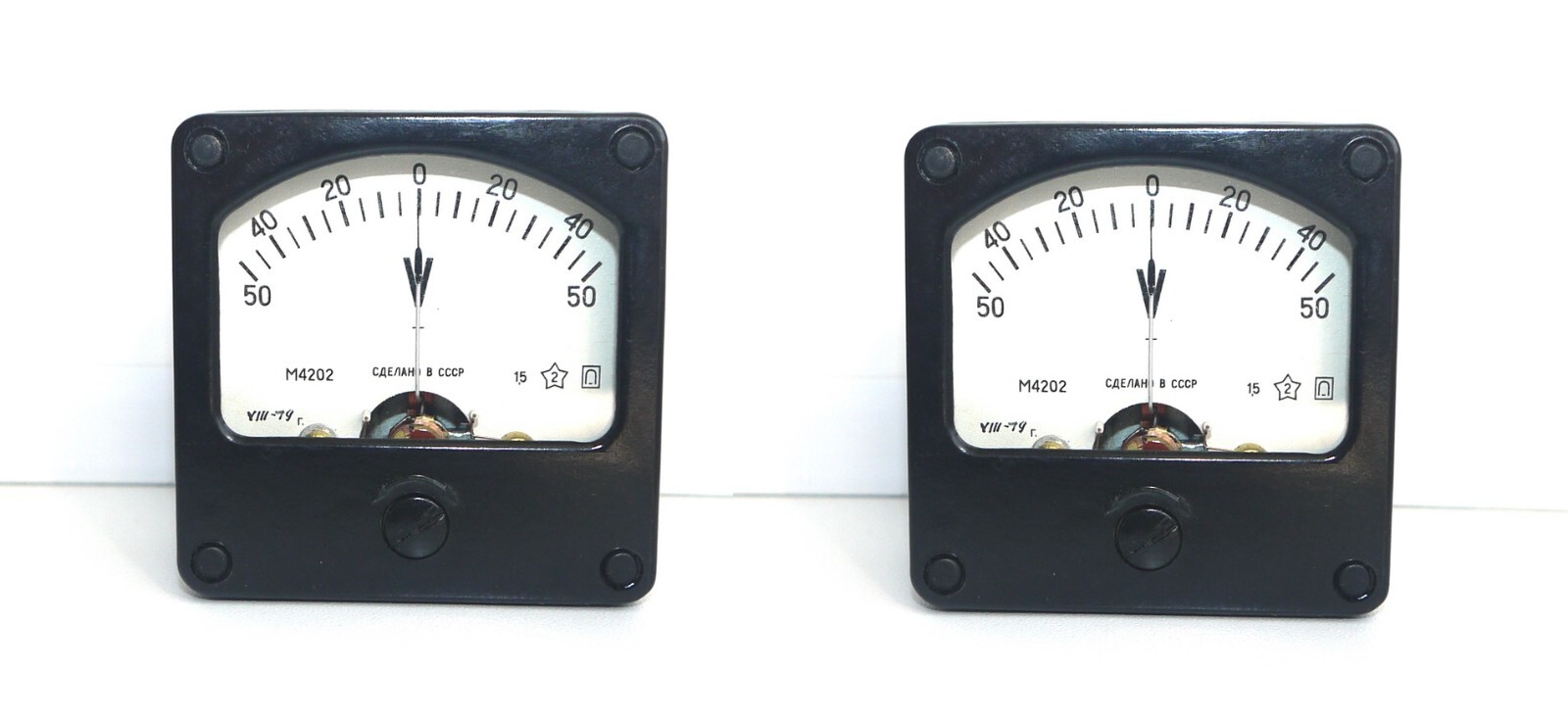 2 pcs M4202 DC 50-0-50V Analog Dial panel Voltage Gauge Volt meter 60x60mm USSR