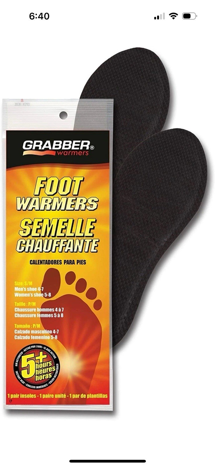 5 Pairs Grabber Foot Warmers Size S/M