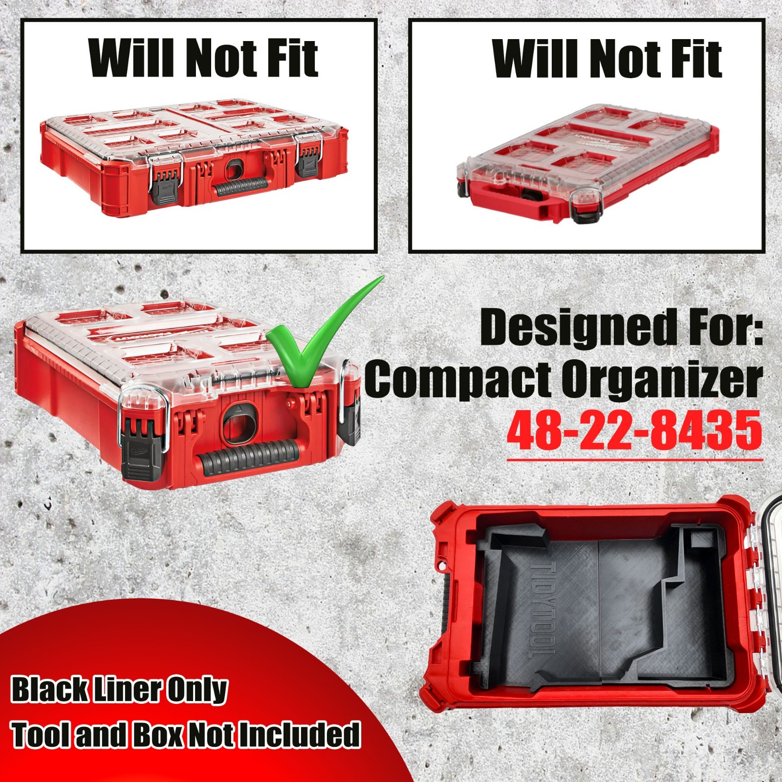M12 Pin Nailer Organizer for Milwaukee Compact Packout insert