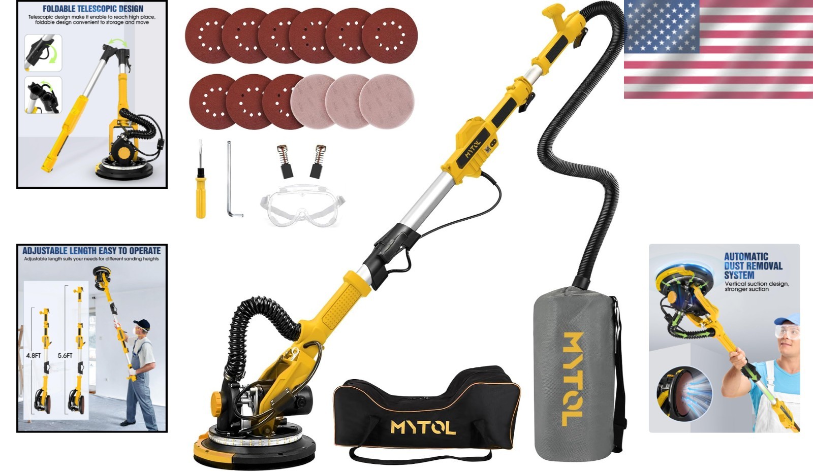 Electric Drywall Sander with Vacuum Dust Collection