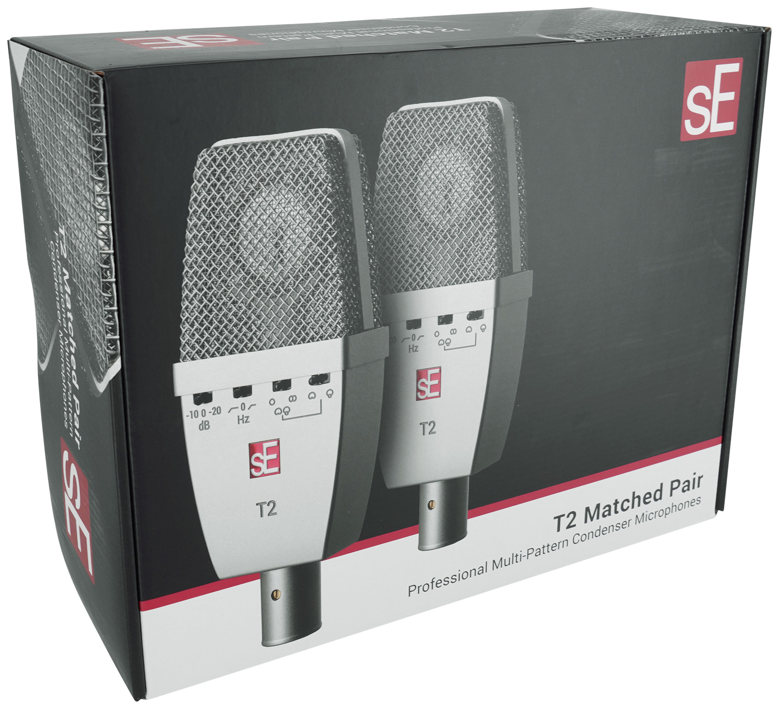 2) Se Electronics T2 Studio Recording Microphones w/Titanium Capsules+Mount+Case