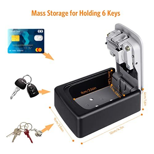 Key Lock Box Wall Mounted, 4 Digit Combination Assorted Sizes , Colors