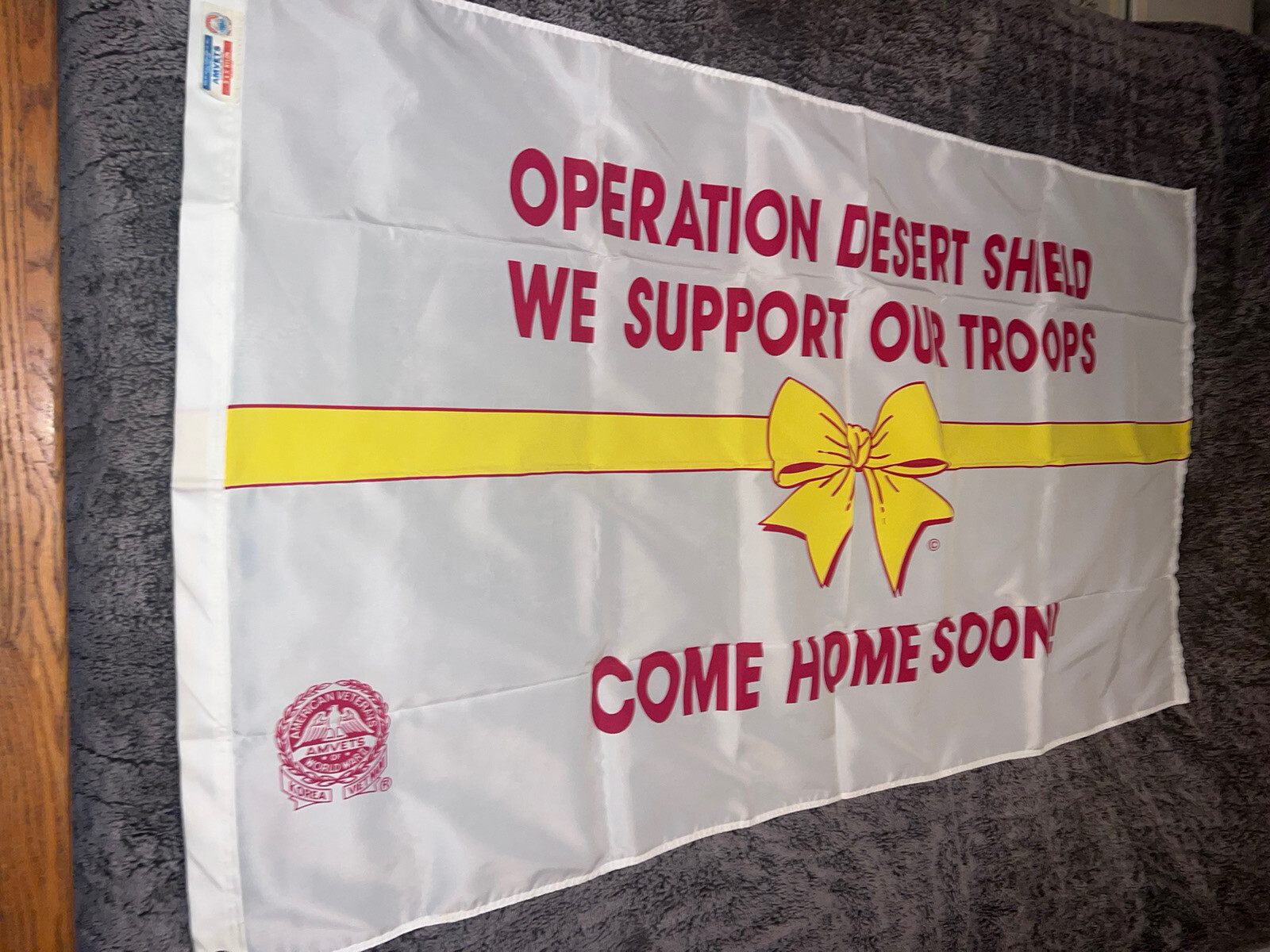 VTG USA MILITARY WHITE OPERATION DESERT SHIELD STORM AMVETS COME HOME SOON