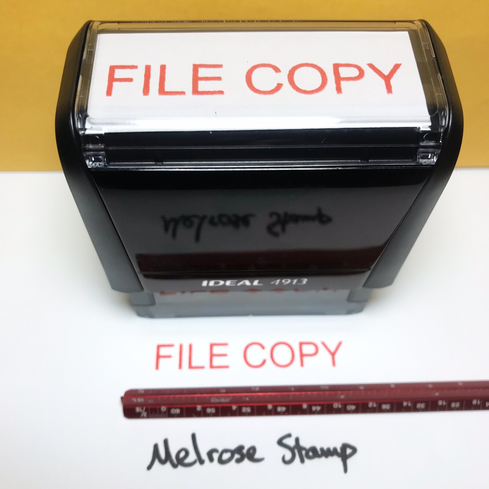 File Copy Rubber Stamp Red Ink Self Inking Ideal 4913