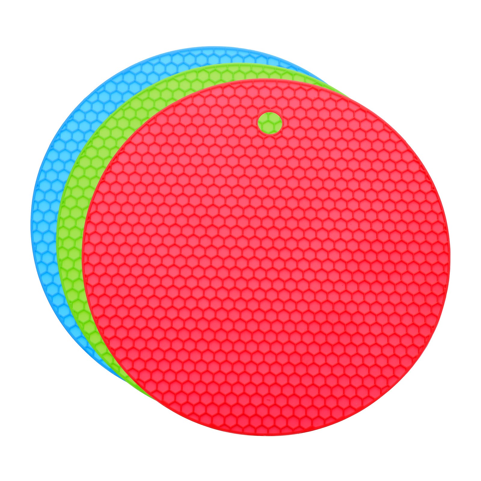 3pcs 7" Silicone Round Texture Jar Opener Pad,  Blue, Green, Red