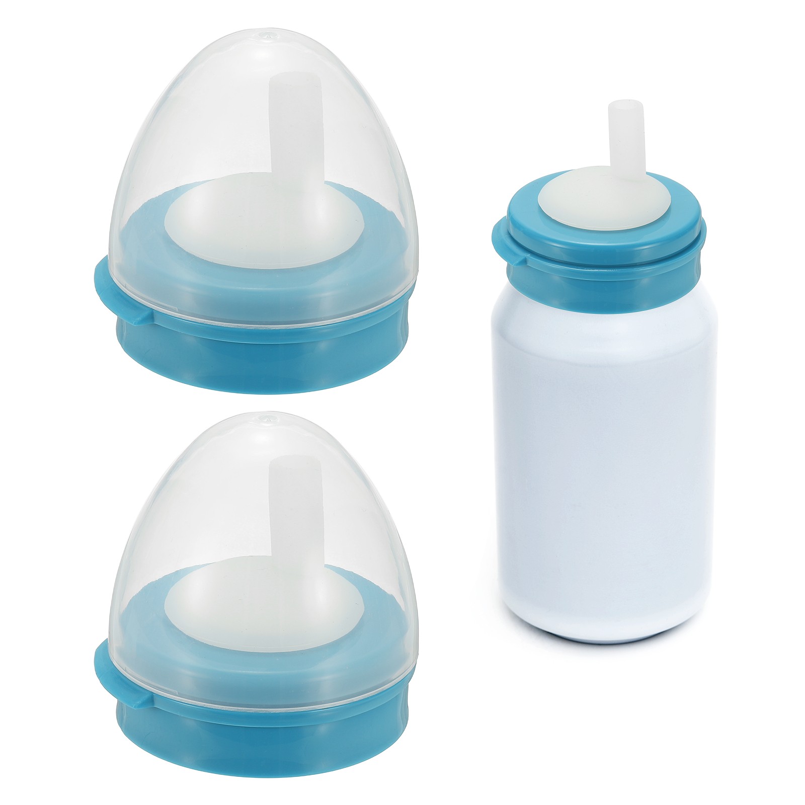 For Soda Can Lids, 2 Pcs Can Covers with Straw for Standard Bottles, Blue