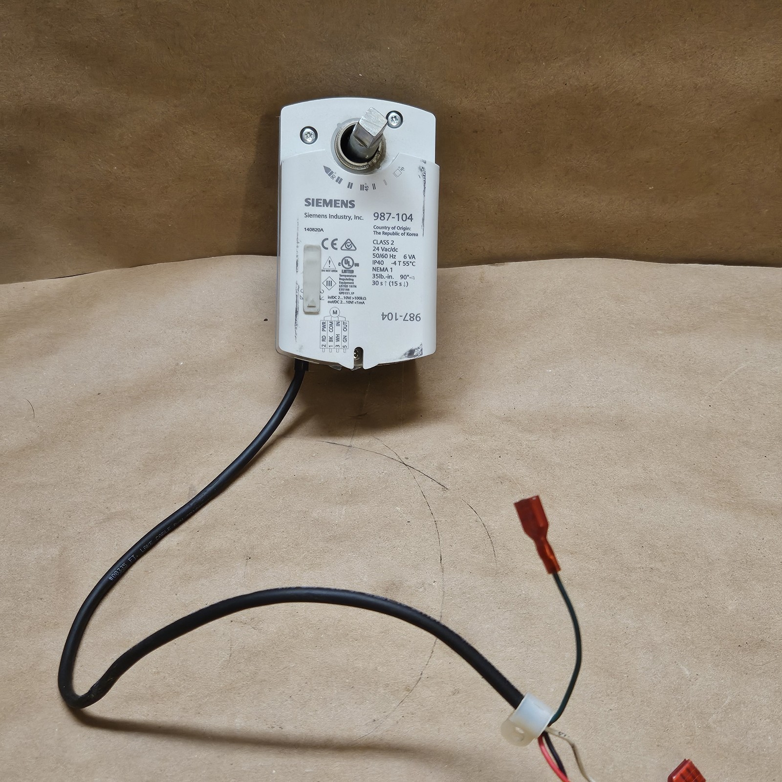 Siemens Spring Return 35lb, 2-10 Vdc Actuator, 987-104/M10 987-104 Damper