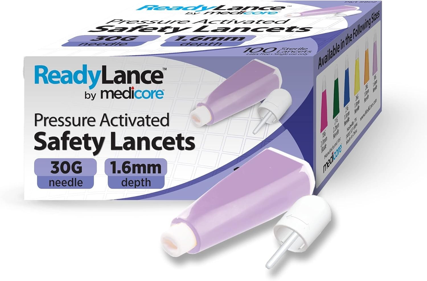 Multi-Size 30G Safety Lancets, 100 Pack - Easy, Safe Blood Testing Solution