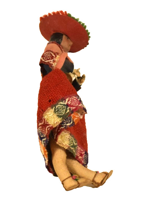 1930s-50s Peru Peruvian Cusco Area Handmade 8" Doll Composition & Cloth #19