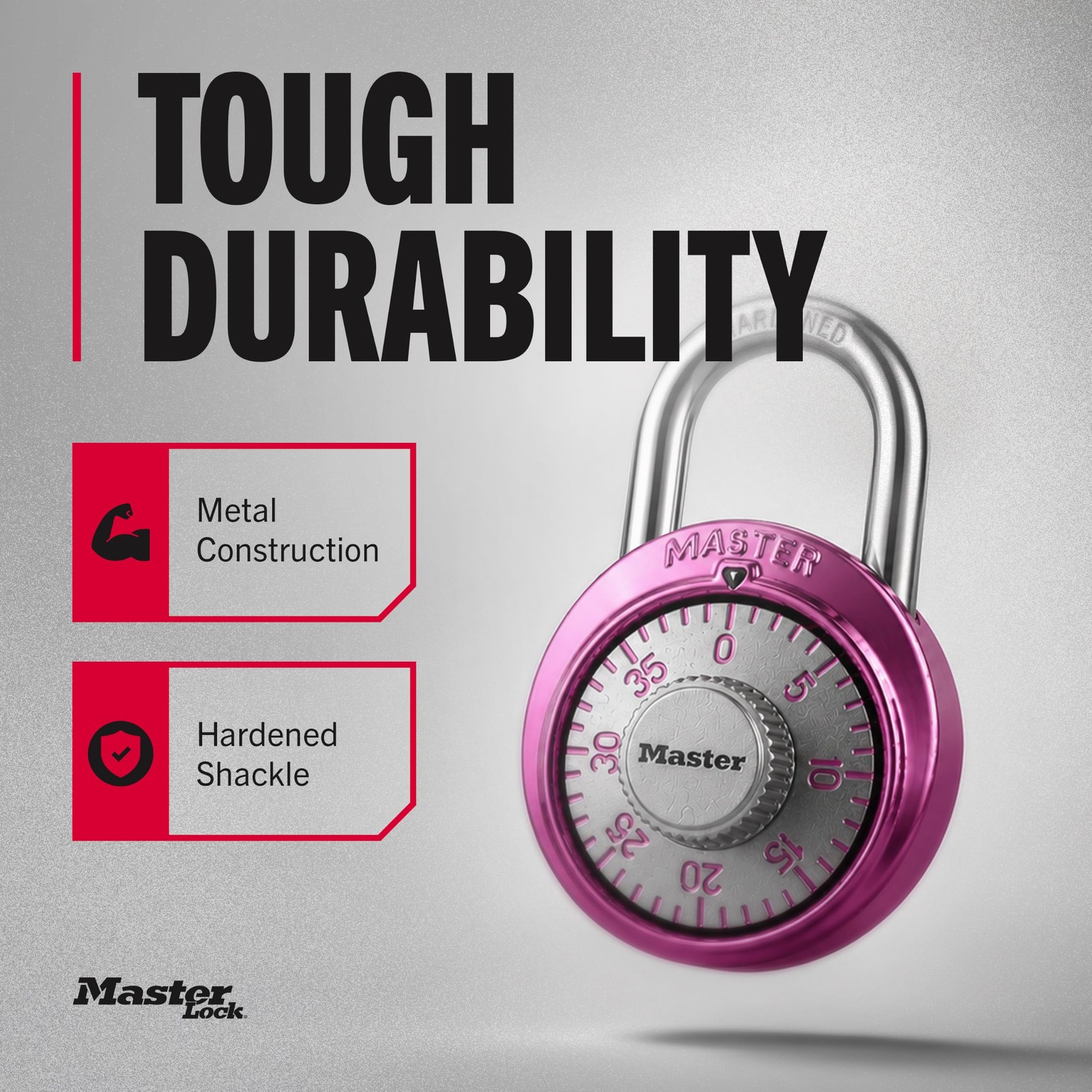 Master Lock 1530DPNK Locker Combination Padlock, 1 Pack, 1 Pink