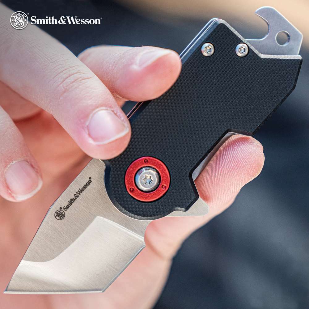Smith & Wesson Benji Tanto Ball Bearing Open Pocket Knife Money Clip Cap Lifter