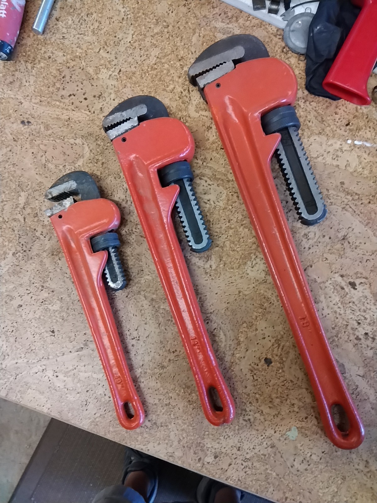 Heavy Duty Pipe Wrench Set 18 14 10 Inch Cast Iron Tools