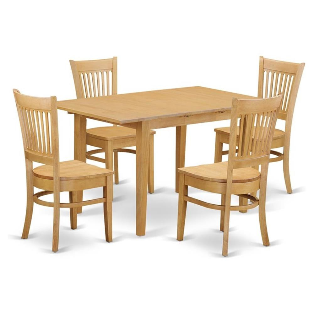 East West Furniture Norfolk 5-piece Traditional Wood Dining Set in Oak