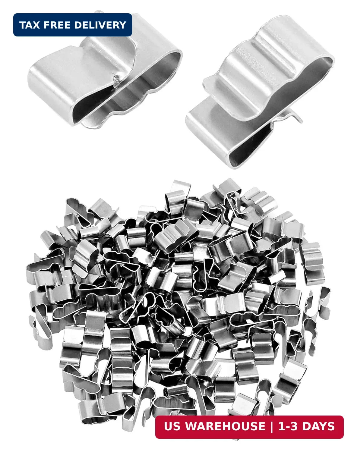 QWORK Solar Panel Clips: 100pcs Stainless Steel Double Wire Trailer Clips, 0.89