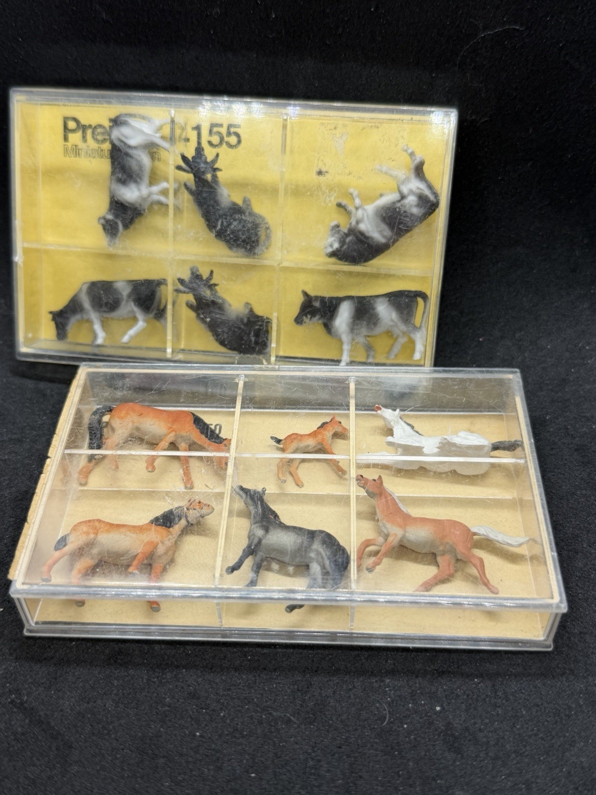 Vintage Preiser Animals Cows & Horses 1:90 Scale In Box