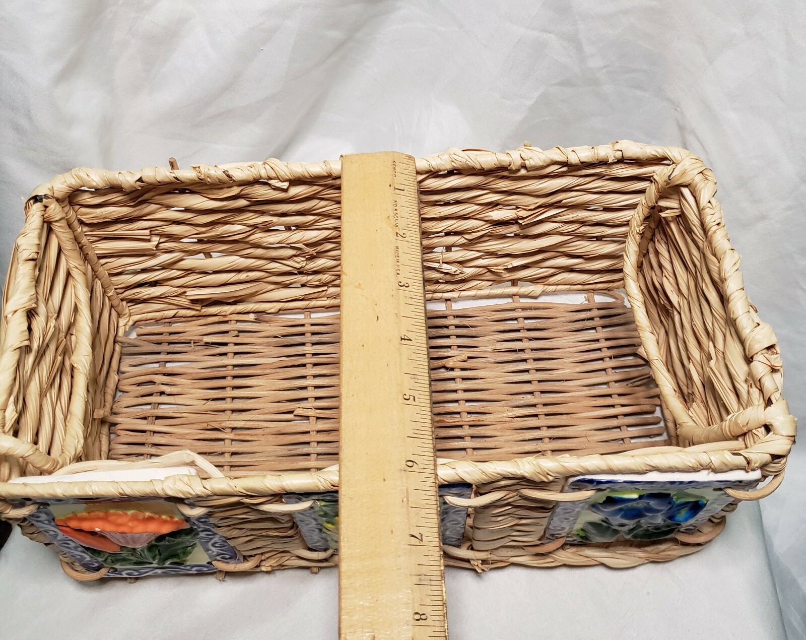 Beautiful Wicker Basket with Ceramic Tiles Floral Decor Philippines
