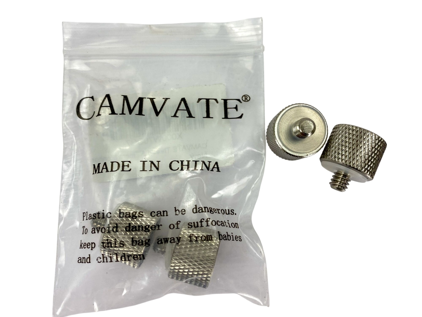 CAMVATE Thread Adapter Mic Stand 5/8"-27 Female to 1/4"-20 Male 2 pieces