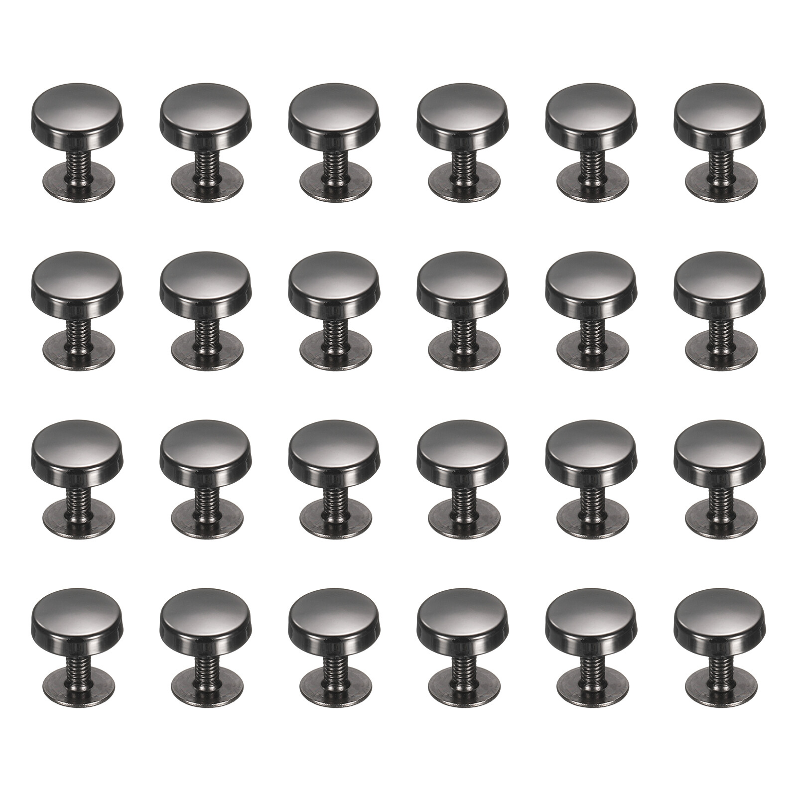 24 Pcs Flat Head Button Stud 10mm Screw Back Rivets Stud Set, Black