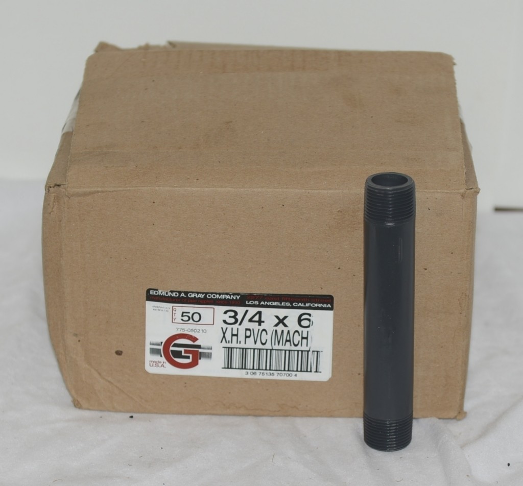 Edmund A Gray CO 775050210 3/4 x 6 Inch Threaded PVC Nipple Box of 50