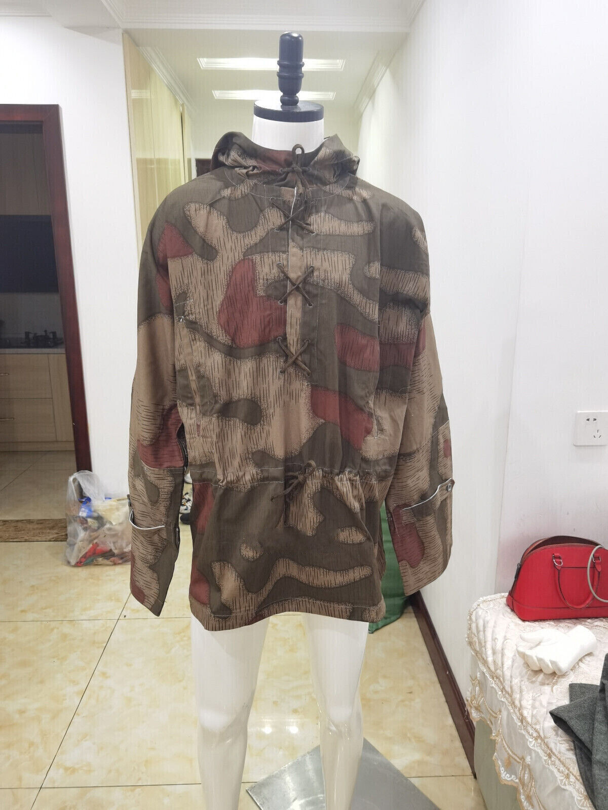 GERMAN ARMY TAN&WATER CAMO REVERSIBLE FIELD SMOCK JACKET WWII REPRO SIZE XXXL