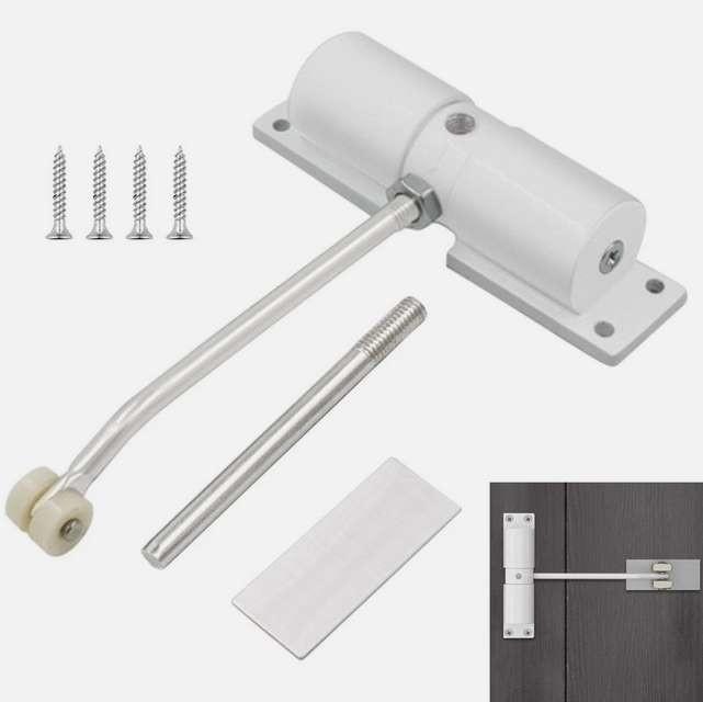 Automatic Silent Door Closer Adjustable Alloy Safety Spring 45-90lbs Heavy Duty