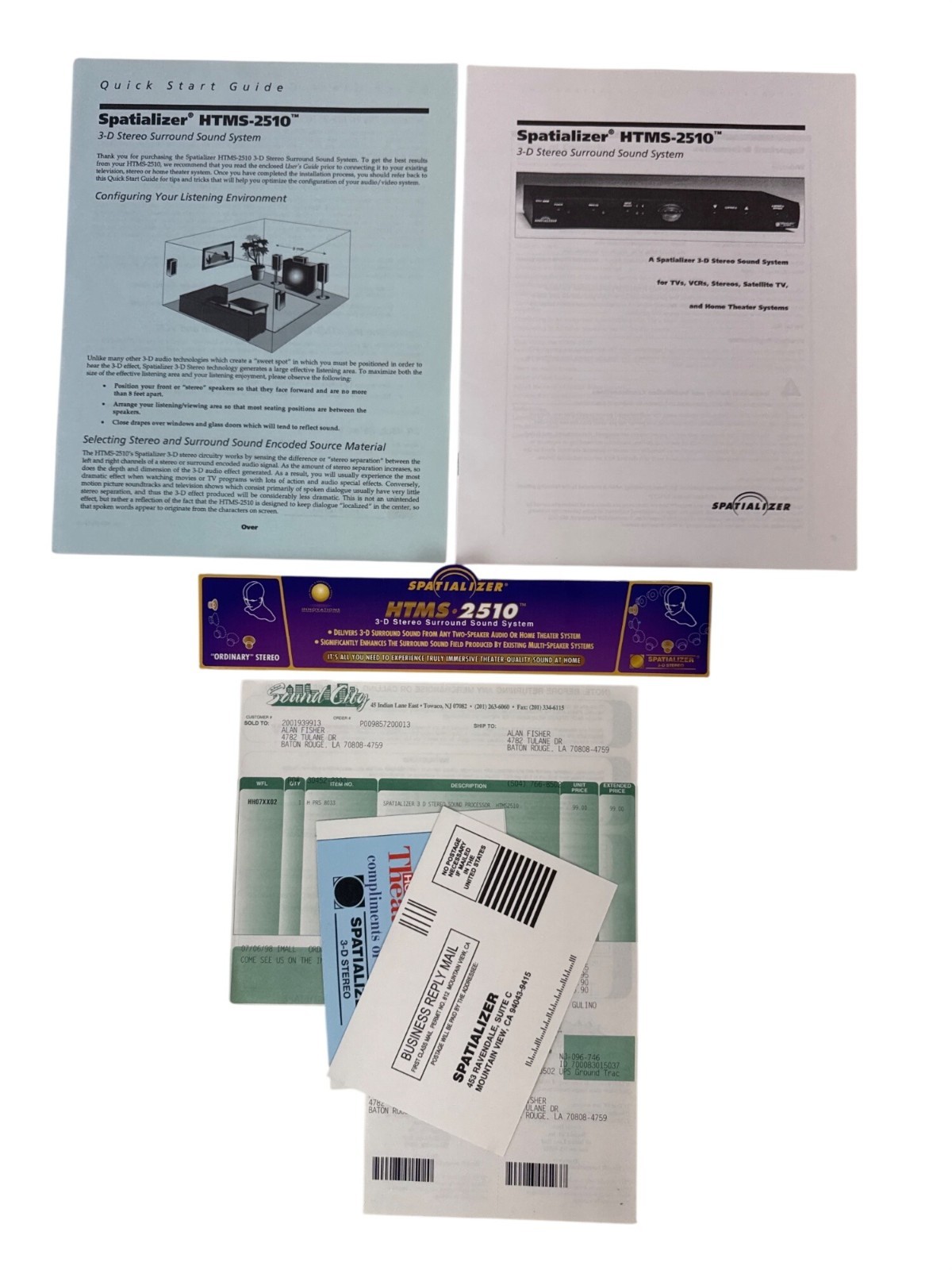Spatializer HTMS-2510 3D Stereo Surround Sound System Manual & Quick Start Guide