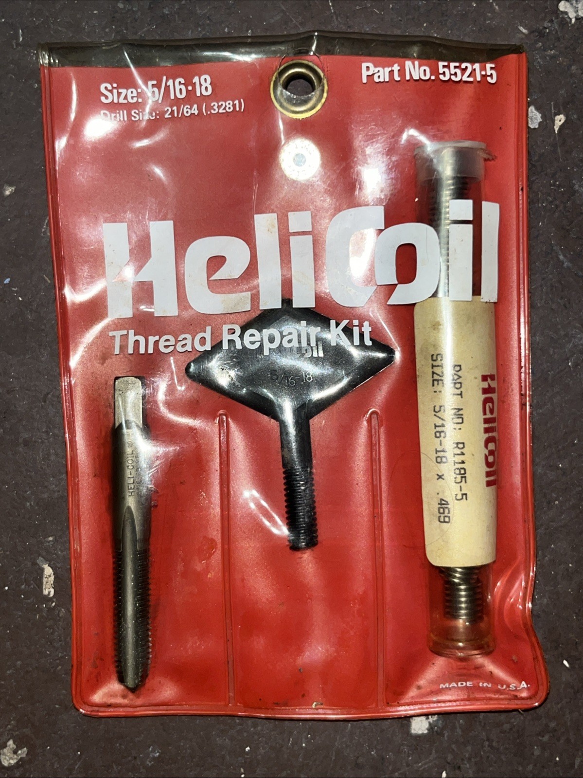 💥Helicoil Thread Repair Kit Size 5/16-1/ Drill Size 21/64 Part No 5521-5 *NEW*