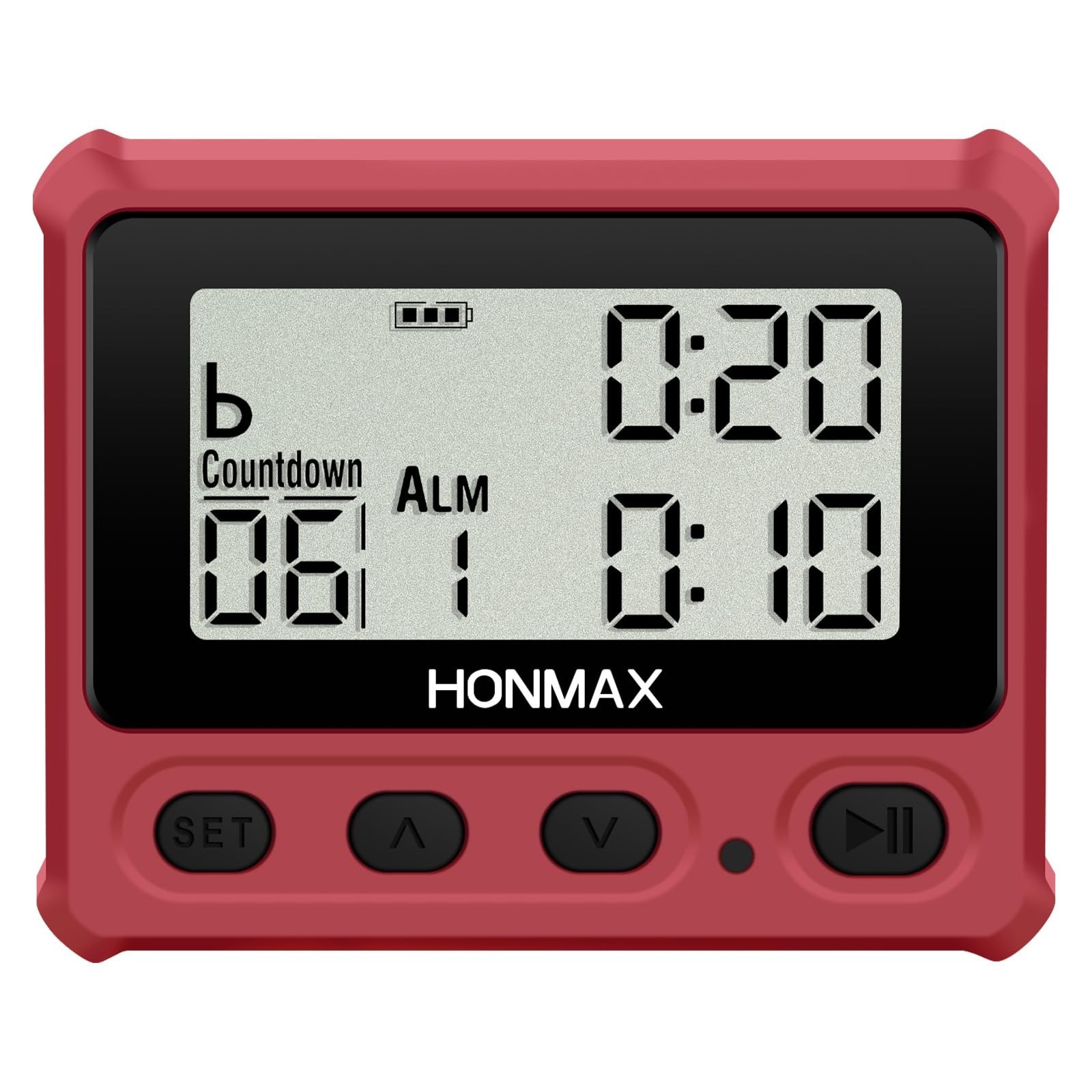 Honmax 8200-0401 Digital Interval Timer Stopwatch USB-C Rechargeable Red