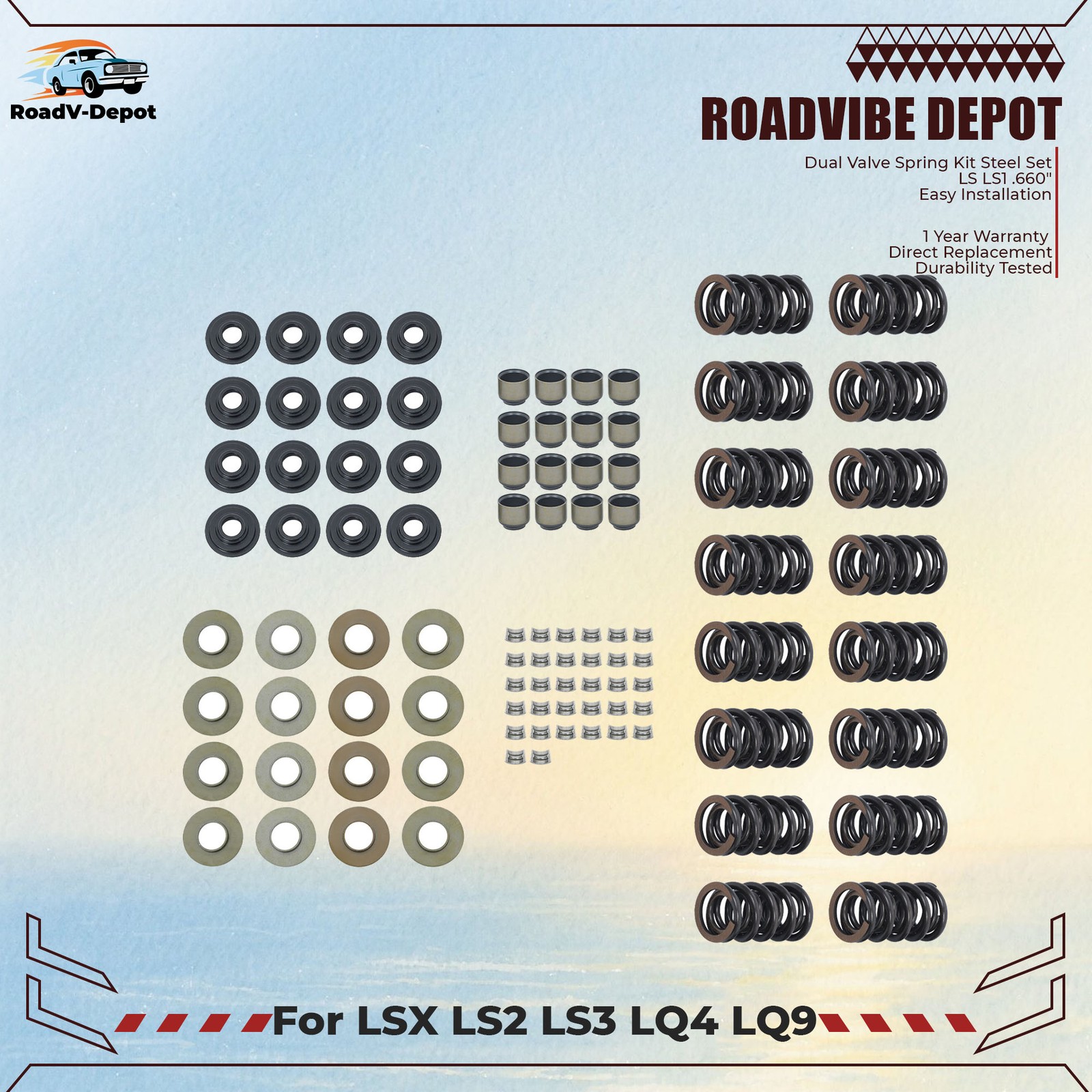 New LS LS1 .660" 4.8 5.3 6.0 LSX LS2 LS3 LQ4 LQ9 Dual Valve Spring Kit Steel Set