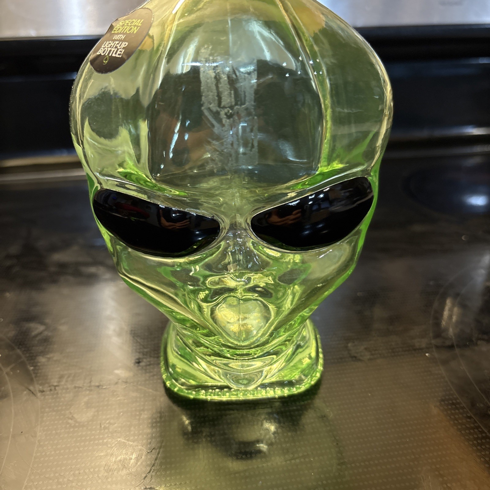 Outer Space Vodka Alien Martian Head - Green Glass Bottle (empty) 750 ml - Cork