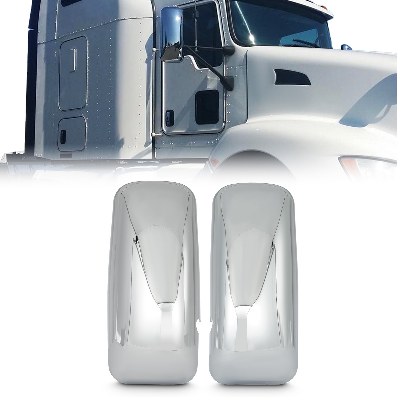 Door Mirror Cover For 2008-2016 Kenworth T660 T600 T370 T170 Chrome LH&RH Side