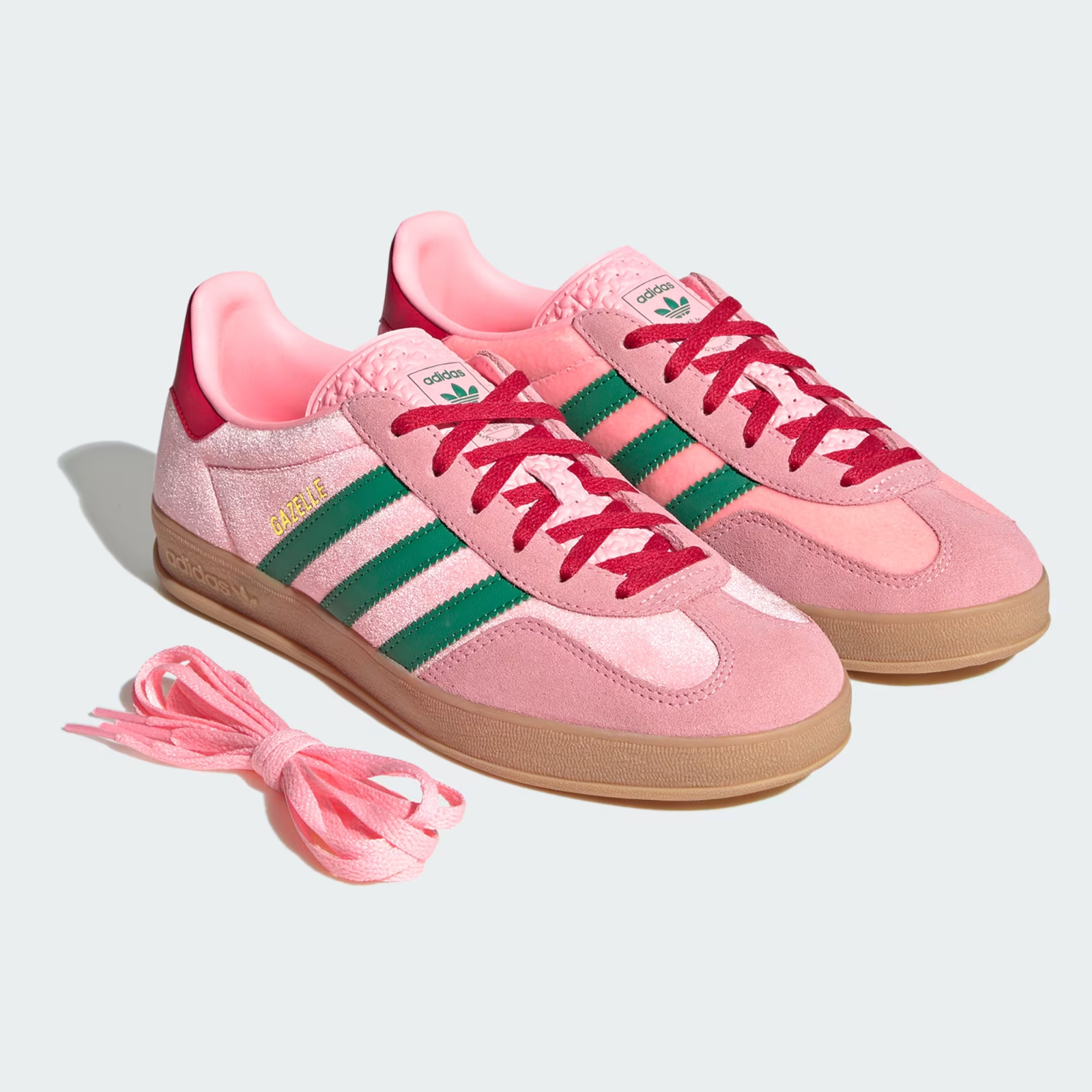 Adidas Gazelle JI2713 Pink Velvet Court Green Glow Pink Gum Women's Size