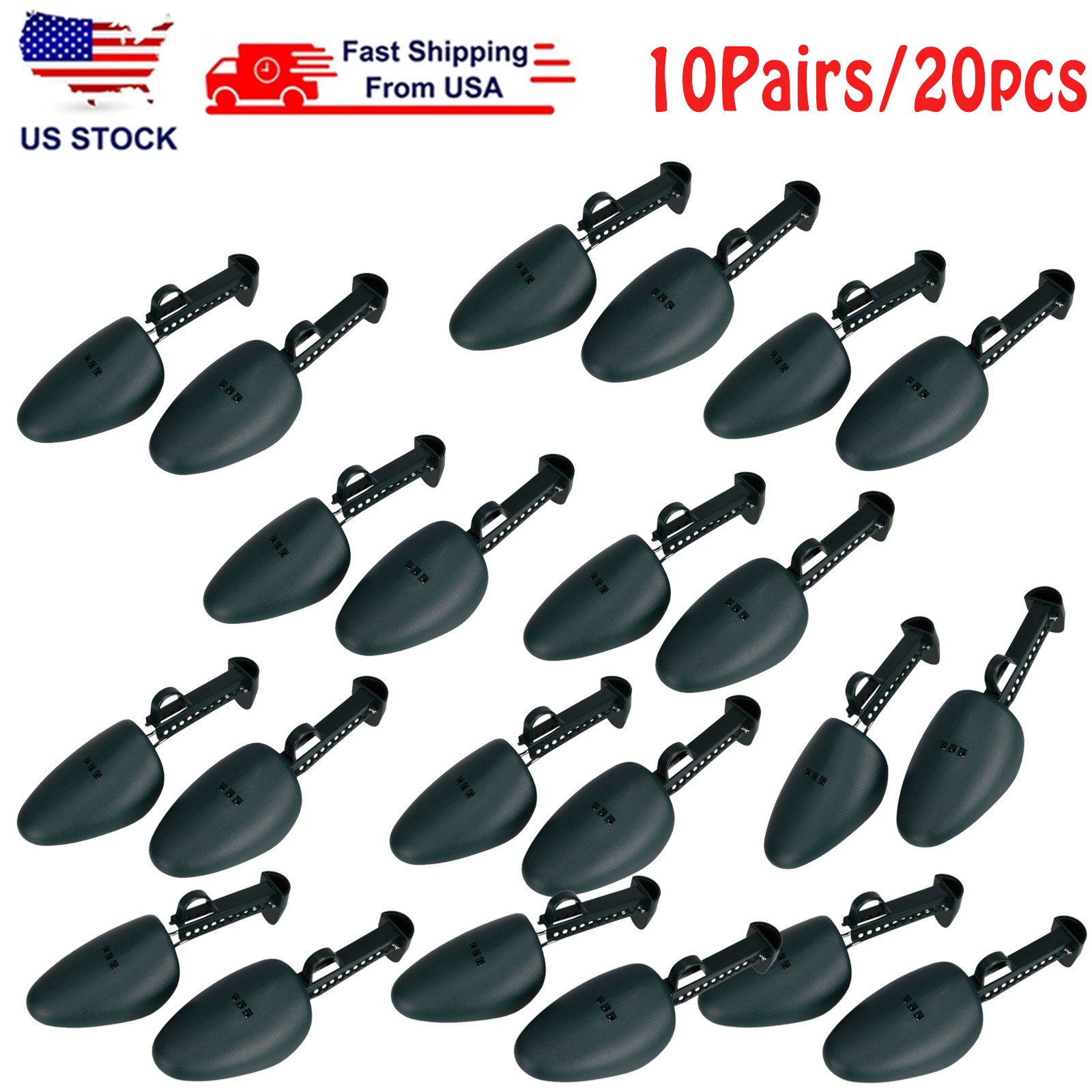 10Pairs Portabl Plastic Shoe Trees Bulk Adjustable Shoe Stretchers for Men Women