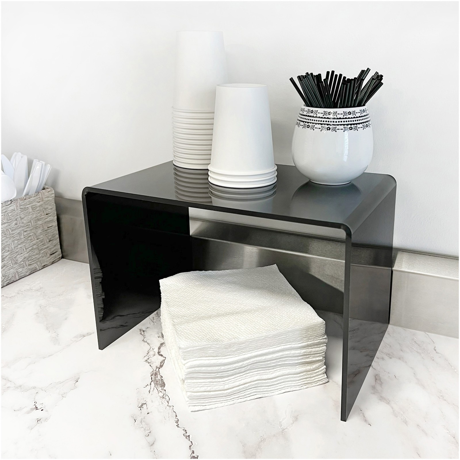 Plymor Black Acrylic Rectangular Display Riser, 8" H x 12" W x 8" D (1/4" thick)