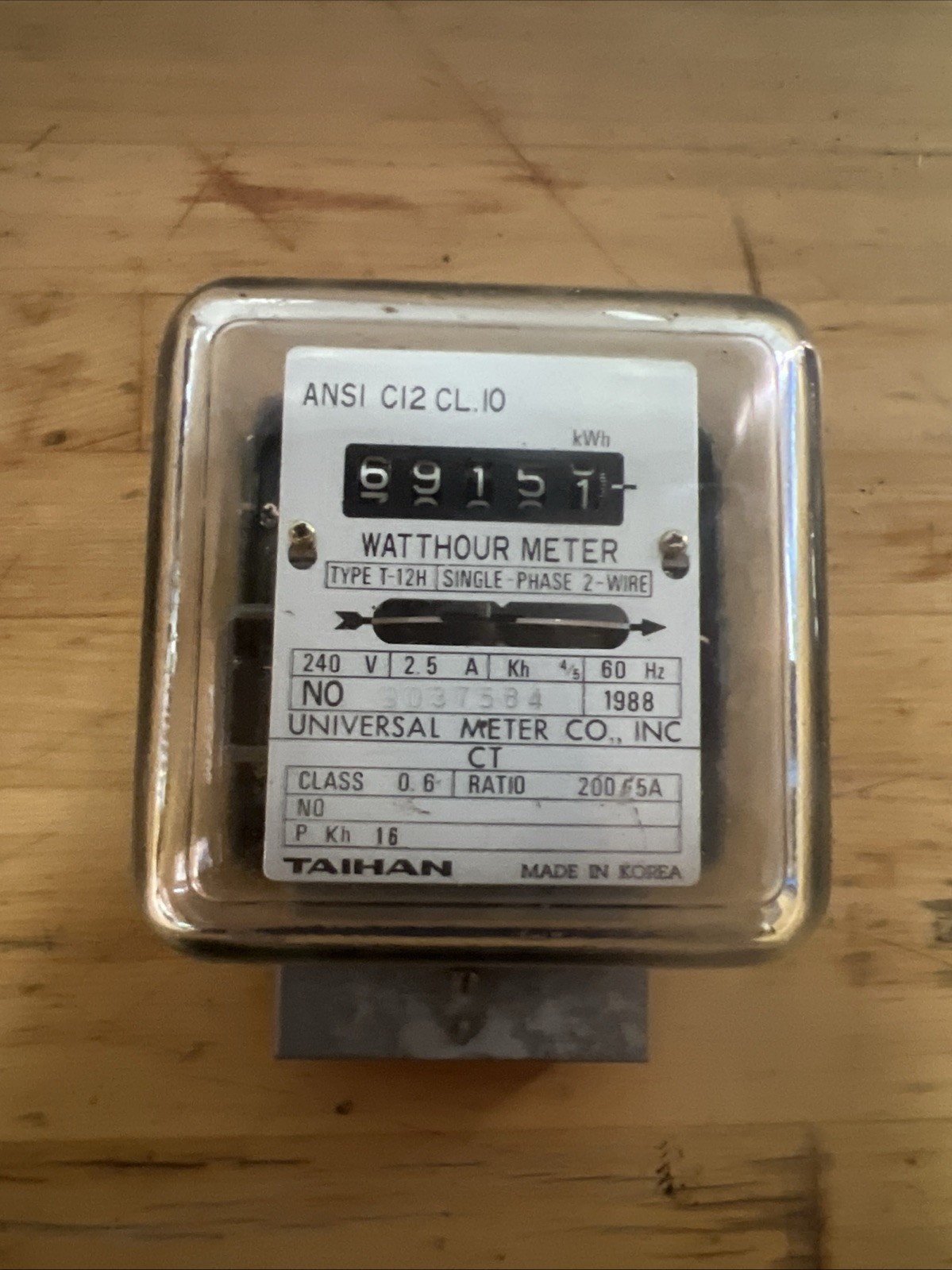 TAIHAN SINGLE PHASE 2 Wire 5 AMP  WATTHOUR METER