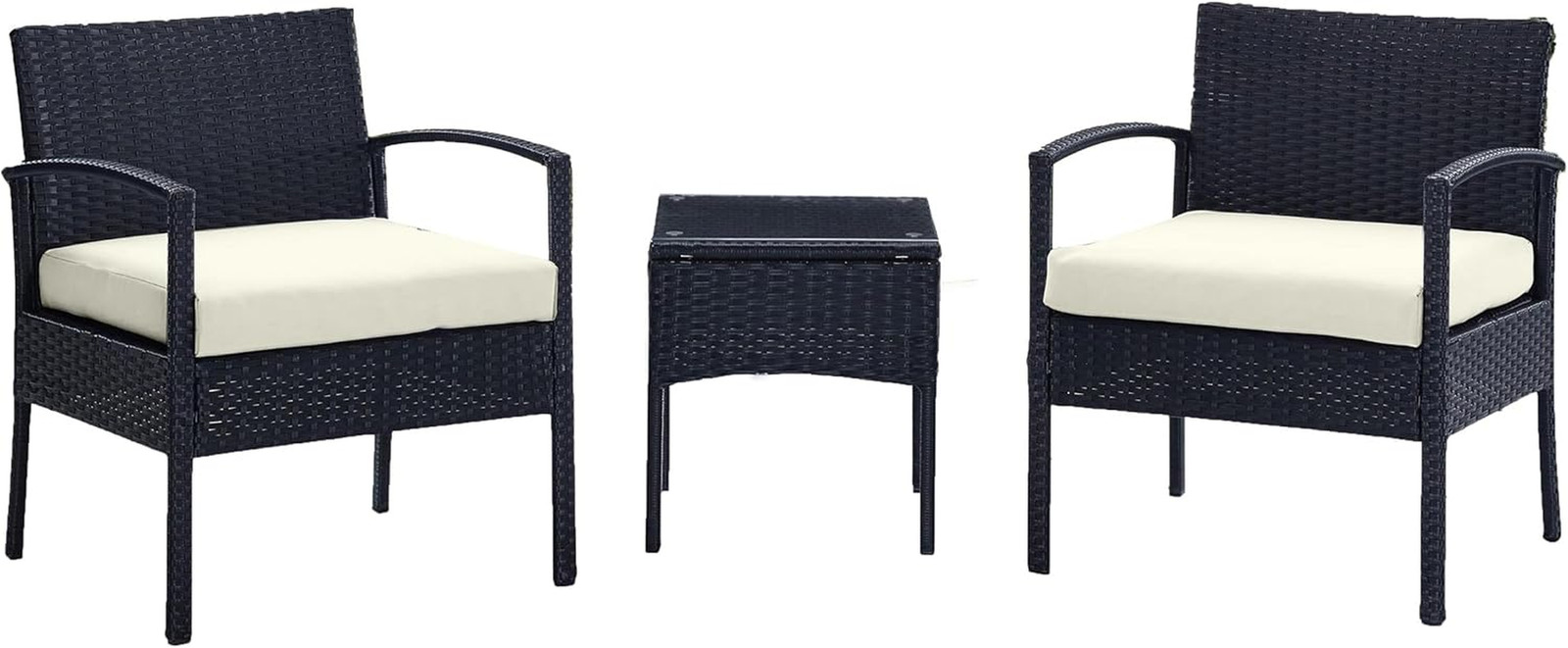 Noli 3-Piece Patio Conversation Set, Outdoor Furniture Made of Steel Rattan | In