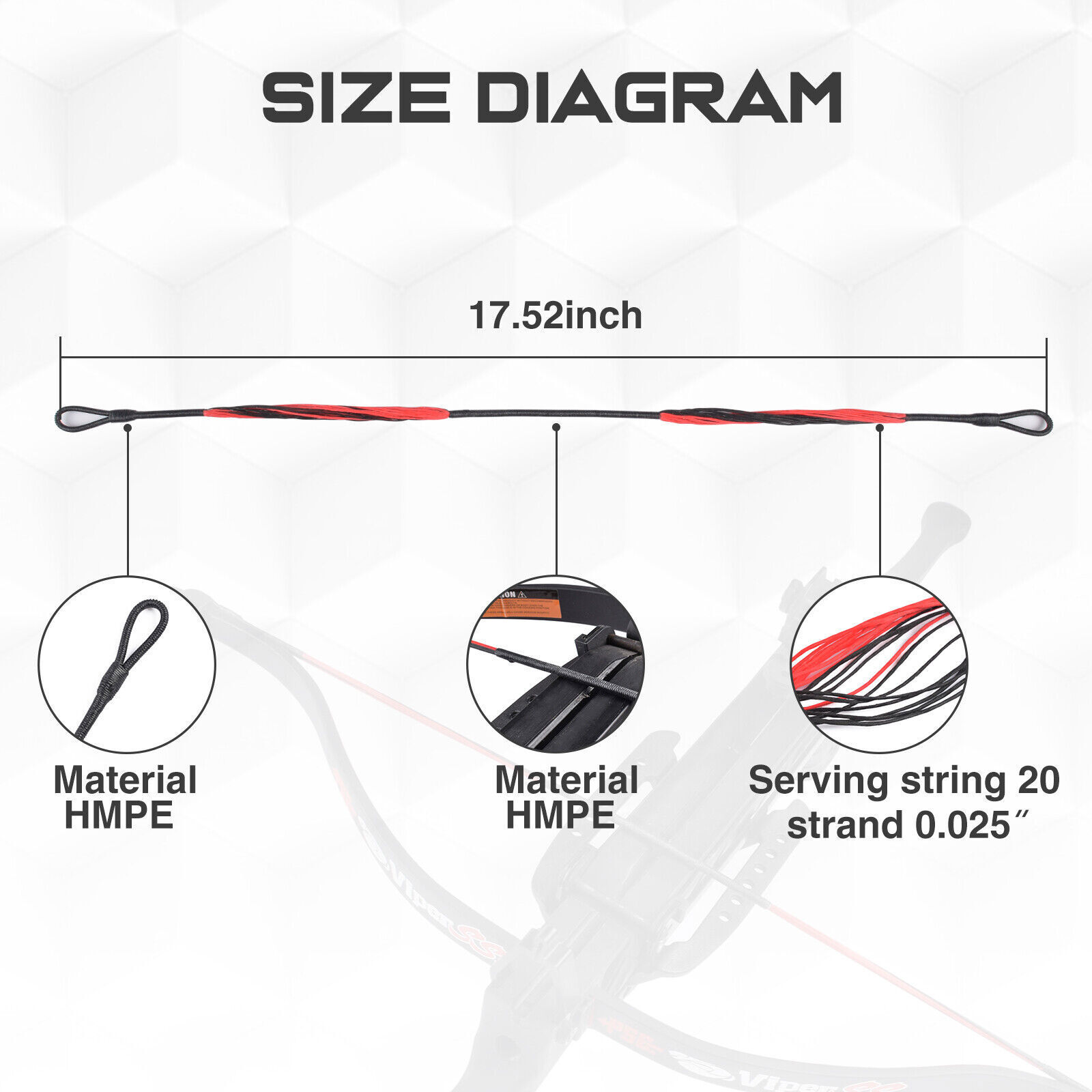 17.5" Bowstring Replacement String for 50-80lbs Pistol Crossbows