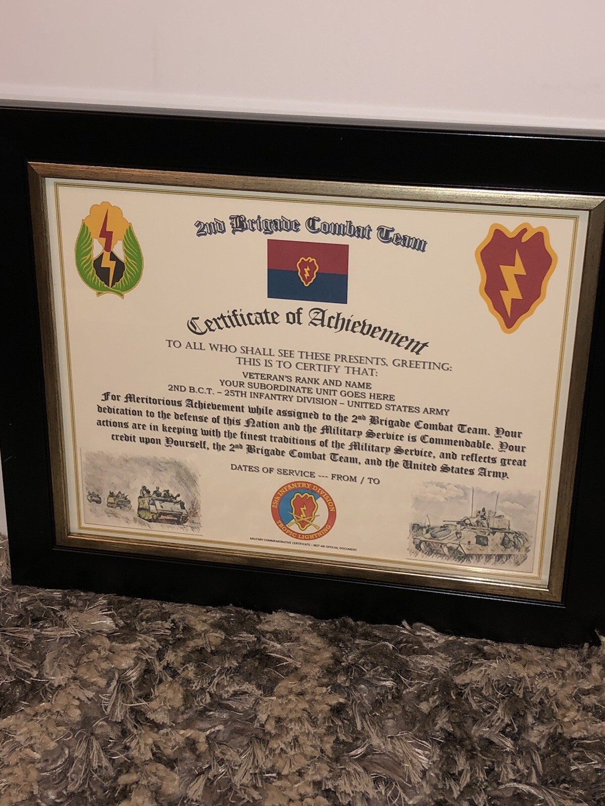 2ND B.C.T. / 25TH INFANTRY DIVISION (COMMEMORATIVE CERTIFICATE)