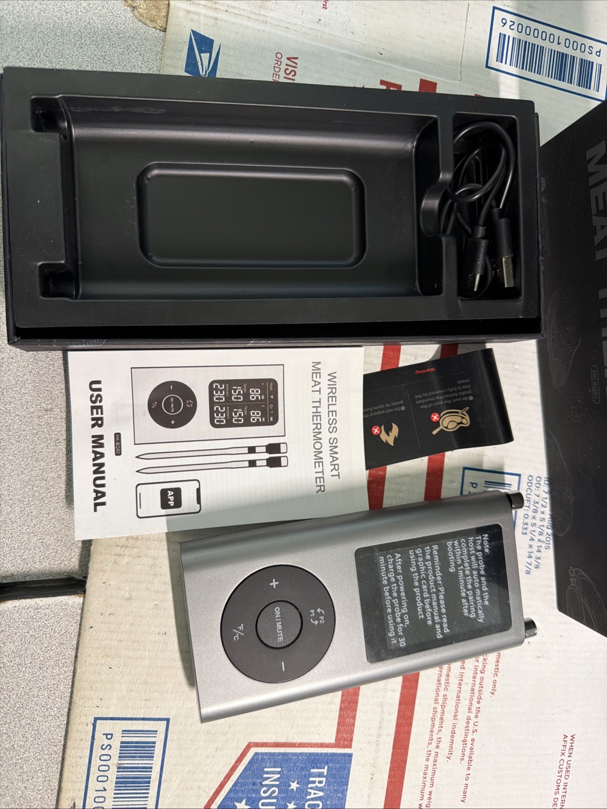 Wireless Smart Meat Thermometer w 2 Meat Probes, Bluetooth HK-BQ50
