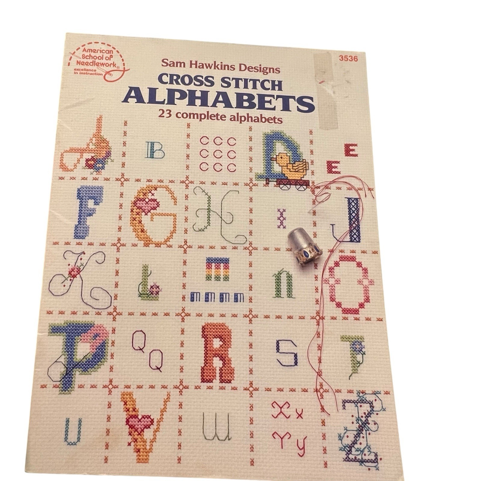 Sam Hawkins Designs Cross Stitch 23 Alphabets 1989 Pattern Book # 3536