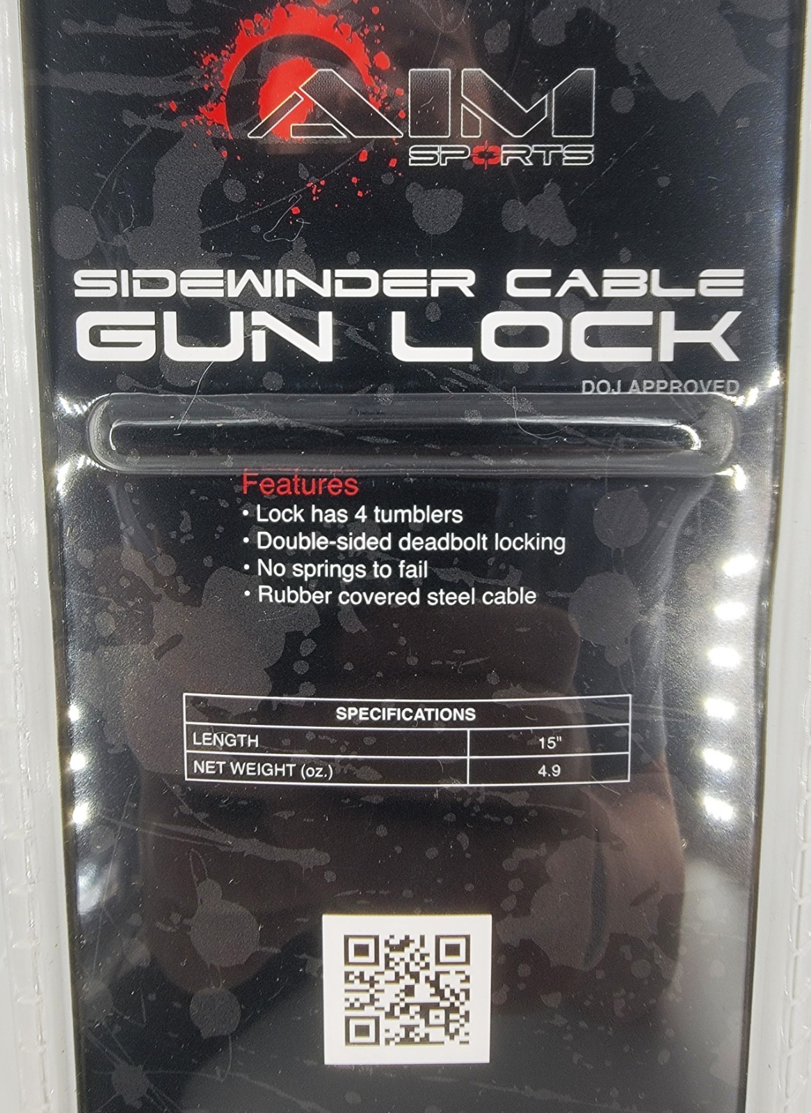Aim Sports Sidewinder Cable Gun Lock DOJ Approved