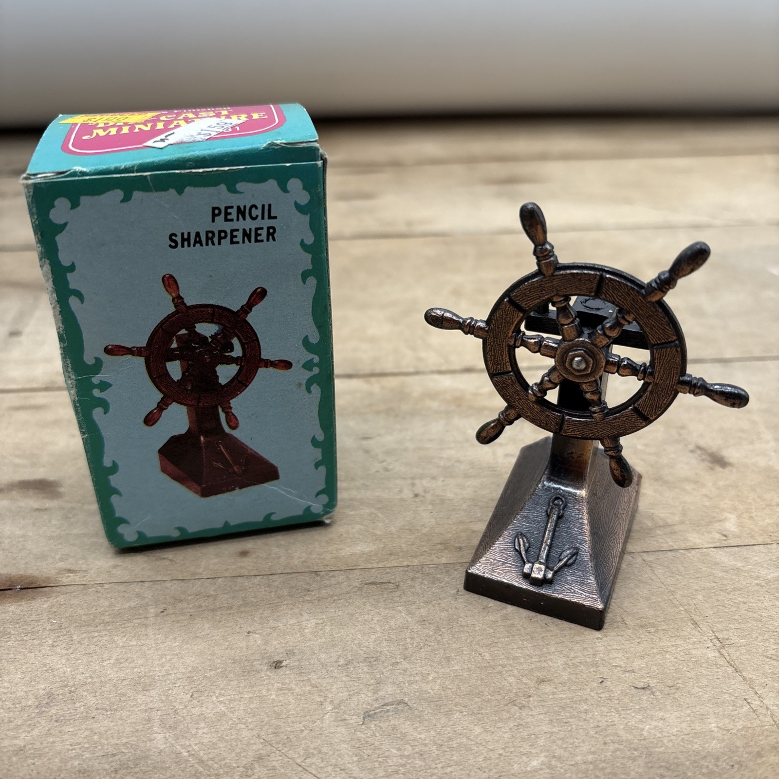 Antique Finish Die-Cast Pencil Sharpener - Ship’s Wheel No. 2681 NOS