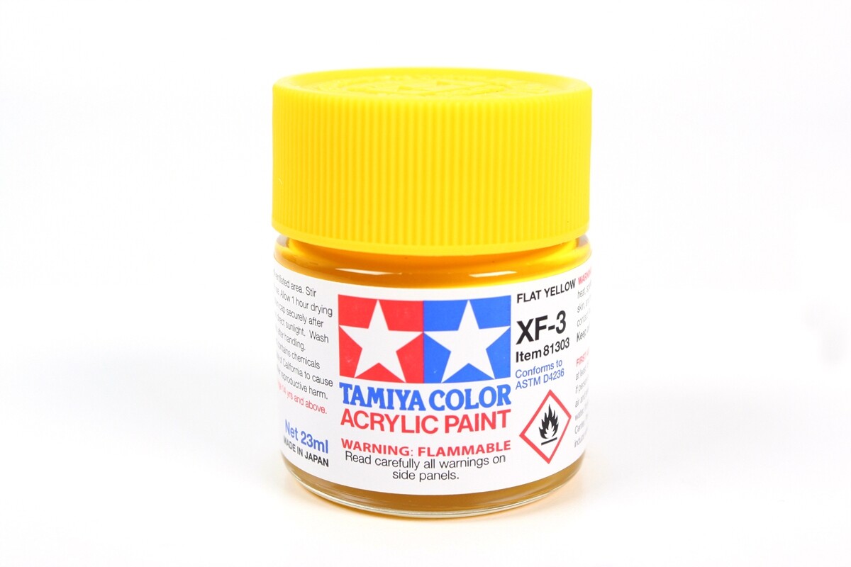 Tamiya 81303 XF-3 Flat Yellow Acrylic Paint 23ml Large Bottle - US
