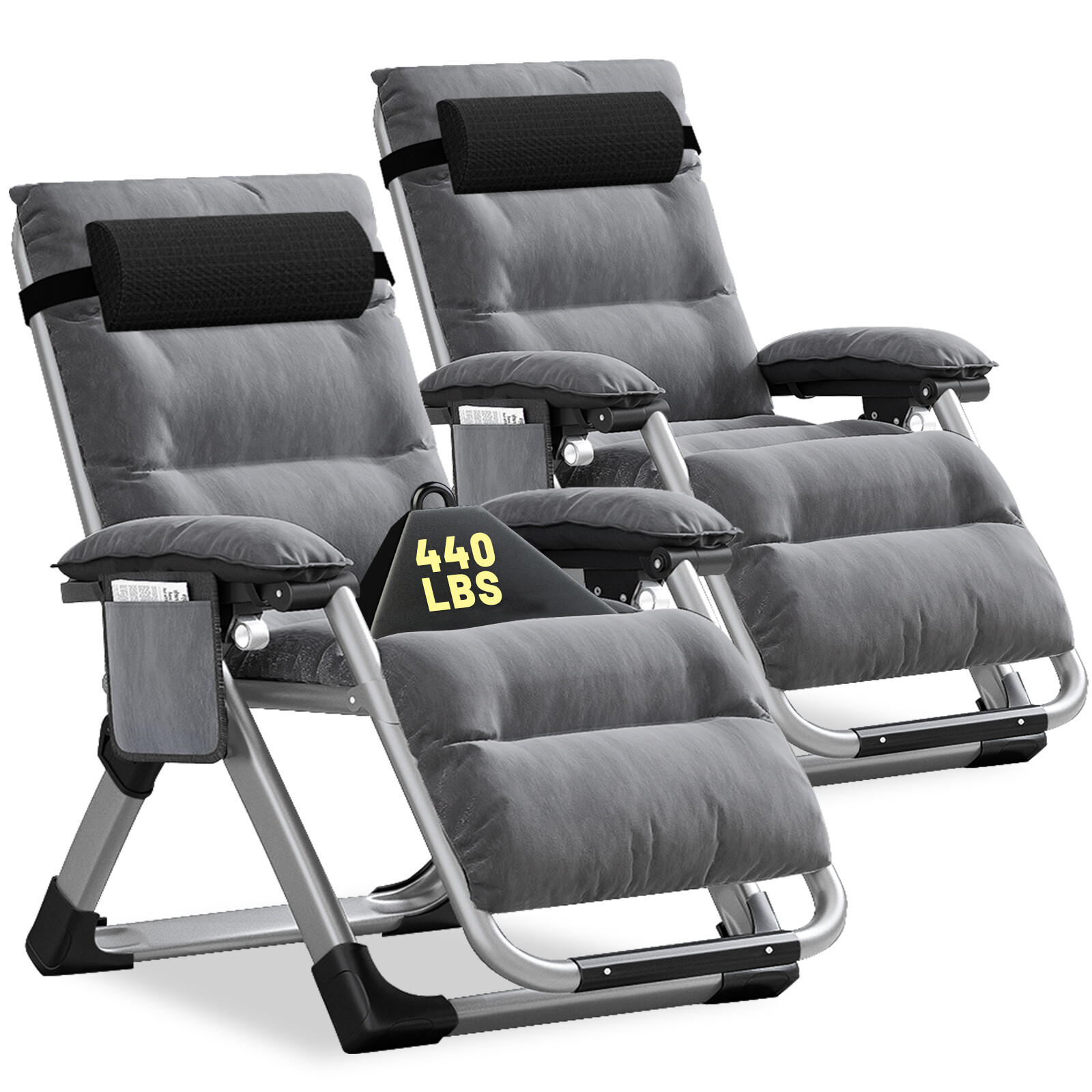 NAIZEA Zero Gravity Chair Set of 2 Or 1 Armrest Mat Reclining Lounge Patio Chair