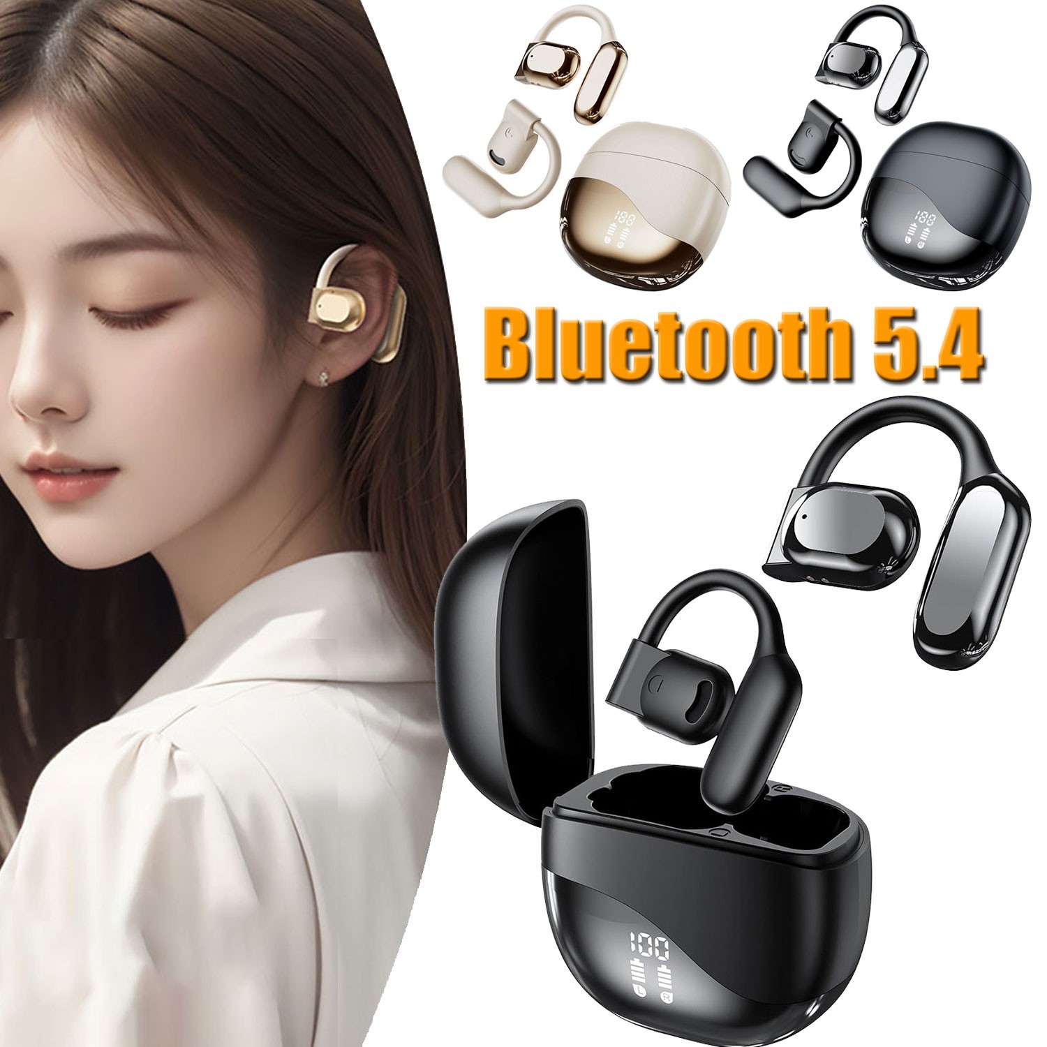 For iPhone 16e/16 Plus/16 Pro Max Open Ear Wireless Earbuds Bluetooth Headphones