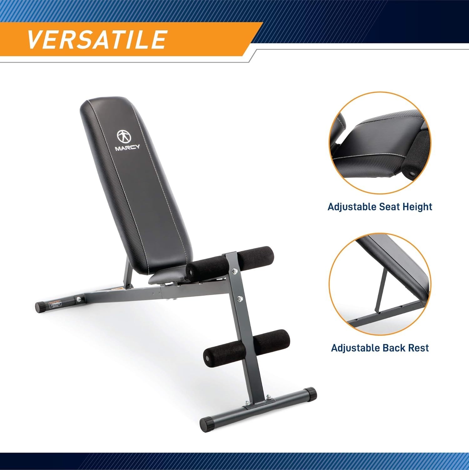 Compact Exercise Bench with Foam Roller Pads - 300 lbs Load, Home Gym Essential