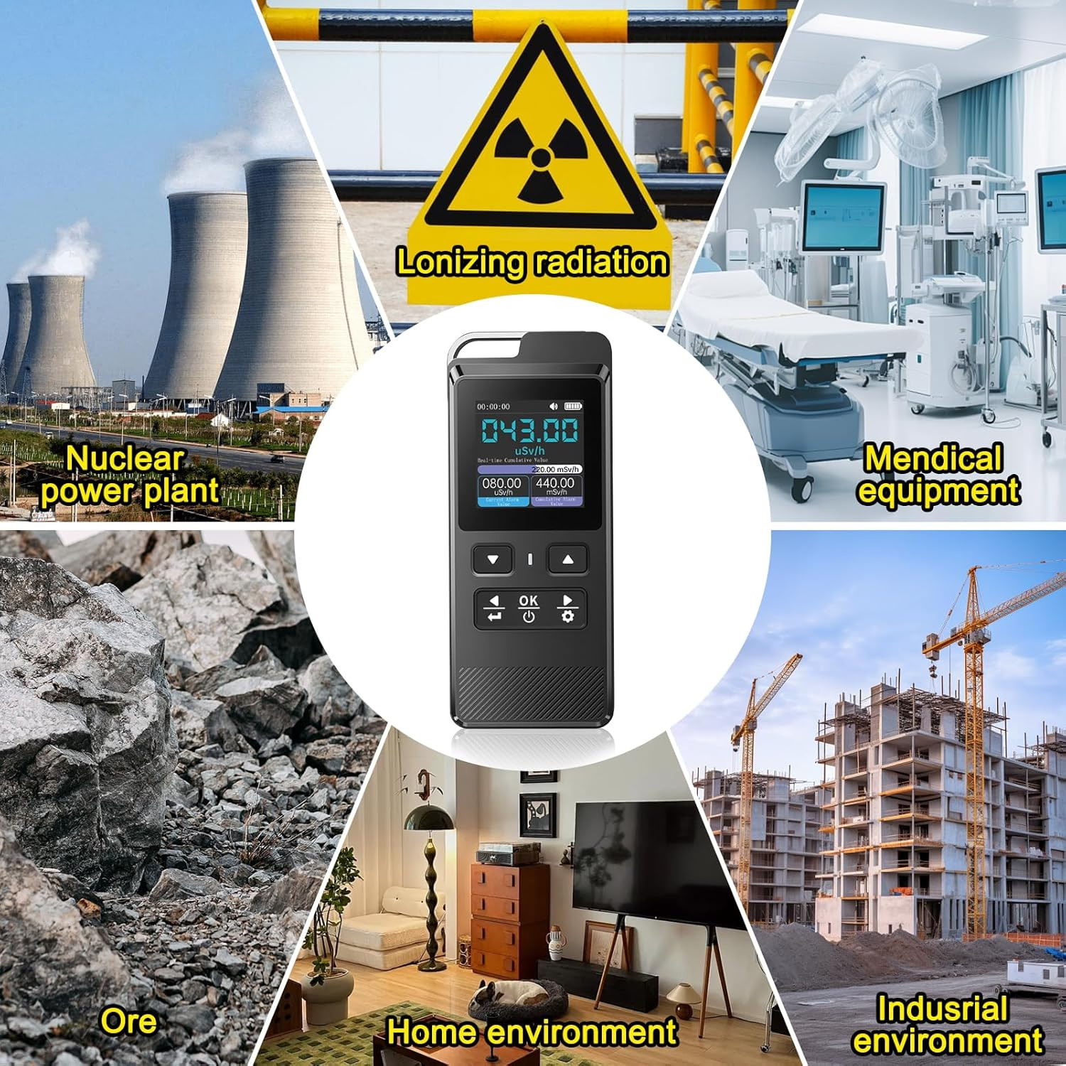 Portable Geiger Counter & Radiation Detector with IPS Display & USB Rechargeable