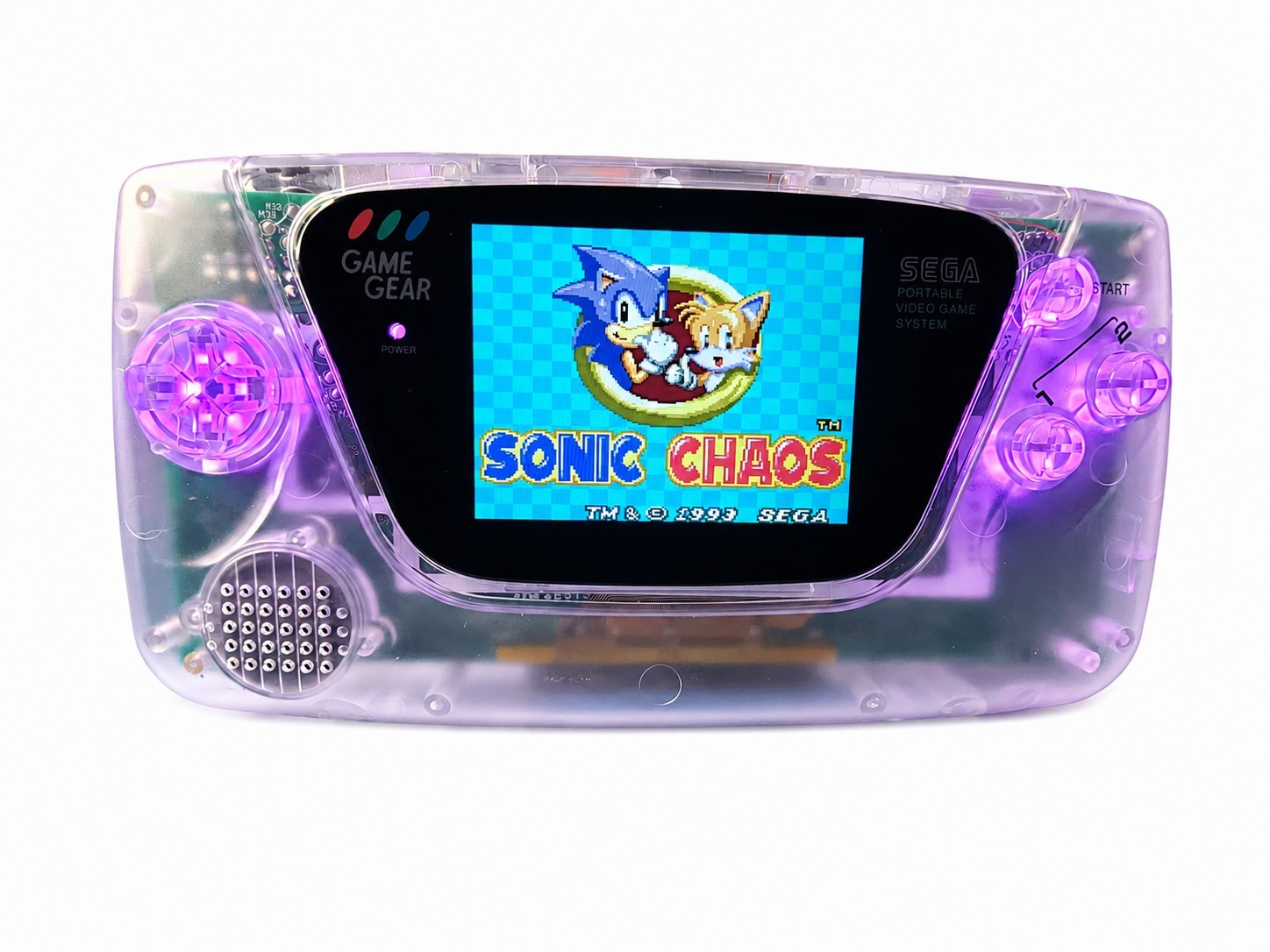 Sega Game Gear IPS LCD USB-C Rechargeable Clear Shell LED Mod Modded