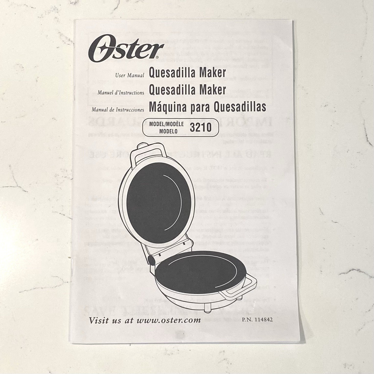 Oster 3210 Quesadilla Maker Electric Nonstick Grill w/ Manuel Tested Works